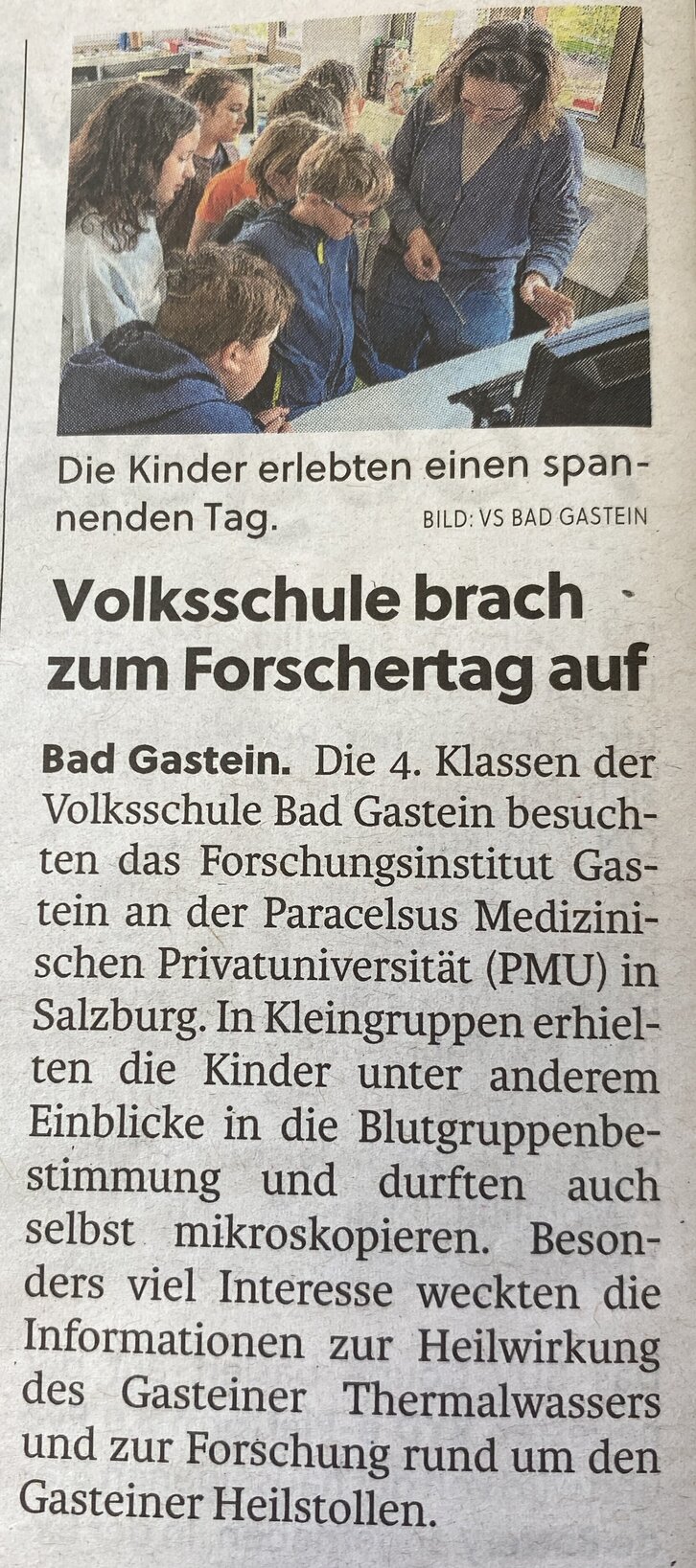 Bericht in den Pongauer Nachrichten