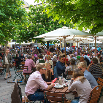Gastgarten Stiegl Brauwelt in Salzburg