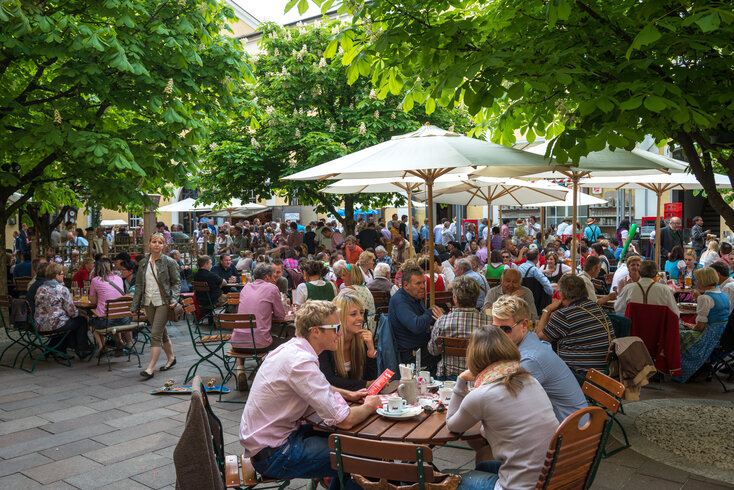 Gastgarten Stiegl Brauwelt in Salzburg