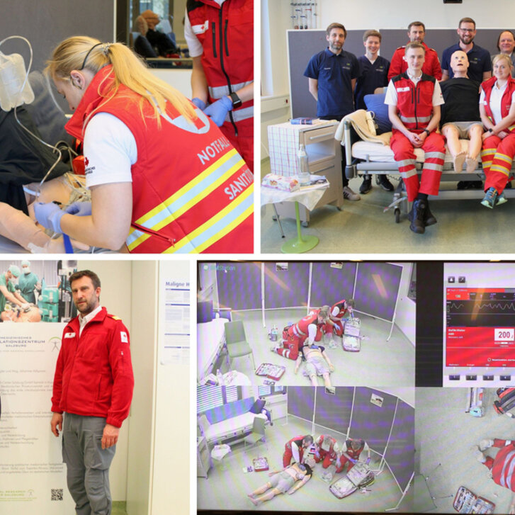 Notfall-Simulation: Rettungs- und Notfallsanitäter*innen des Roten Kreuzes Salzburg trainieren an der PMU